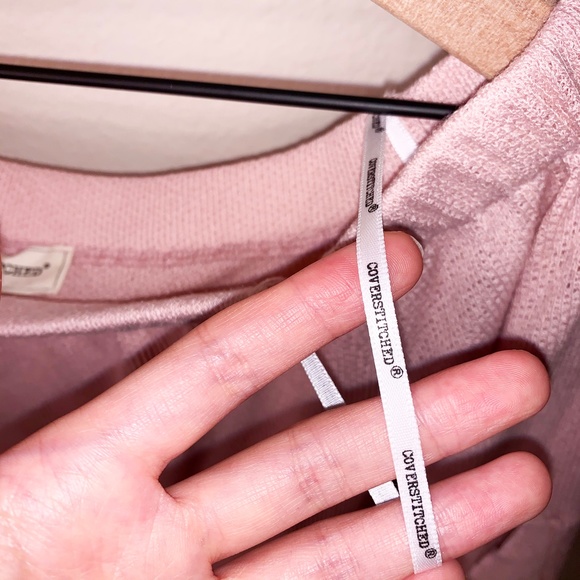 Coverstitched Soft Pink Waffle Sweatshirt - Picture 4 of 7